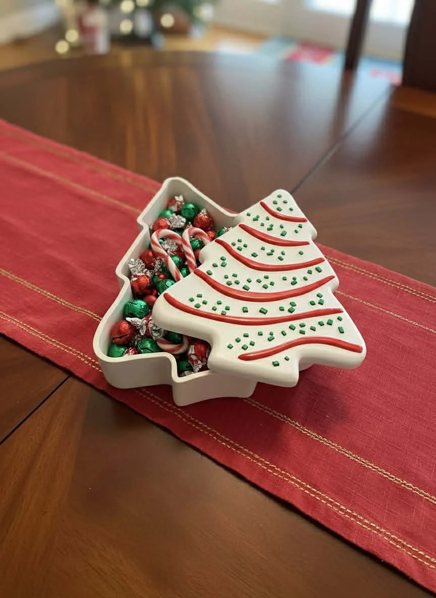 Christmas Tree Snack Cake Candy Dish