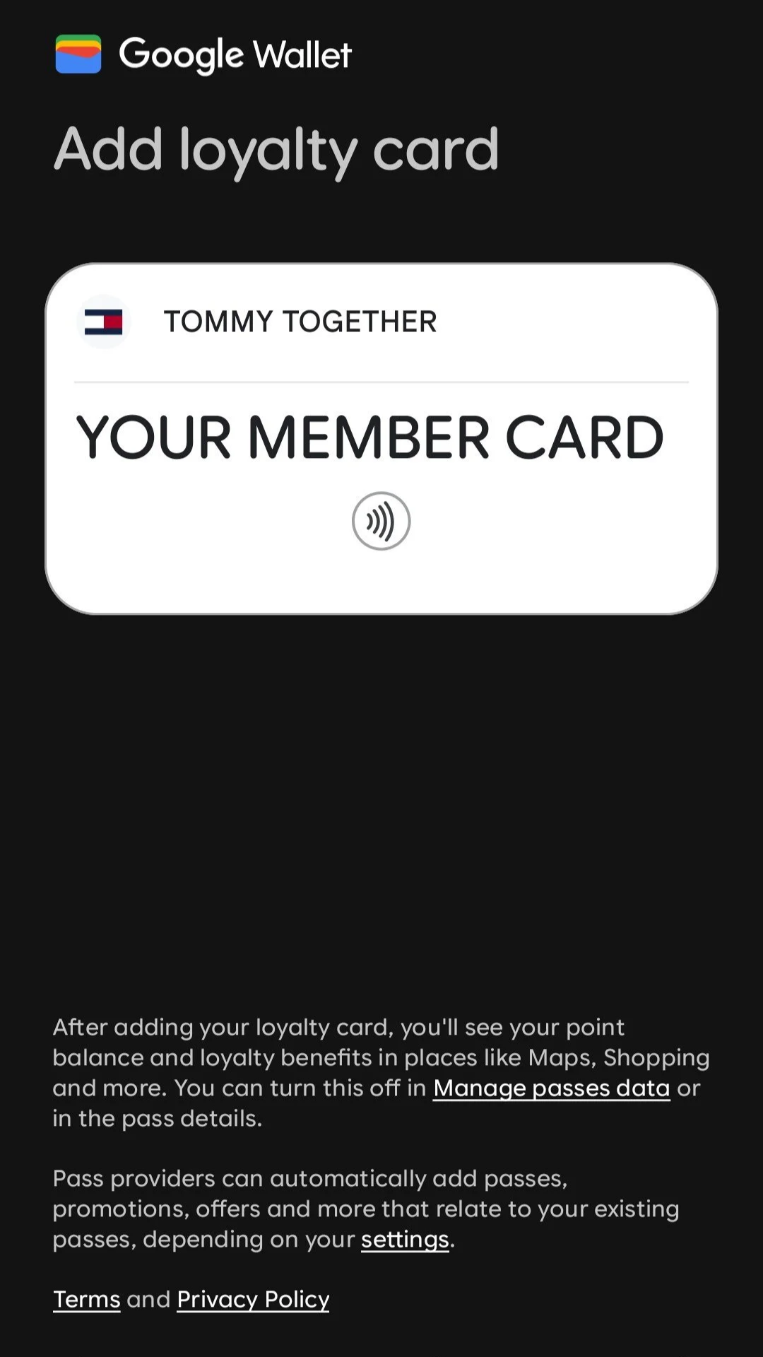 Tommy Hilfiger Loyalty Programme - Member Pass (2/2)