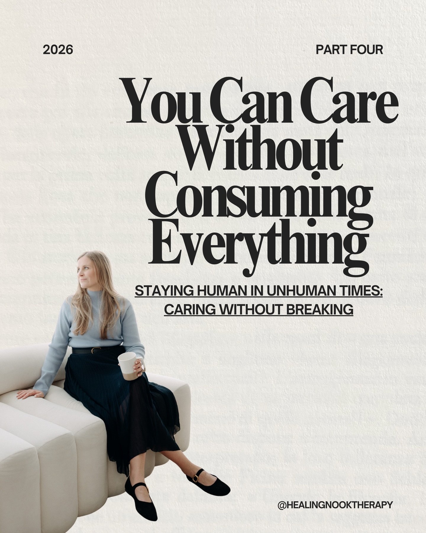 Many people, including myself, feel guilty stepping away from the news right now. But caring doesn&rsquo;t require you to watch every video. Caring can look like staying regulated enough to act meaningfully, rather than impulsively. You&rsquo;re allo