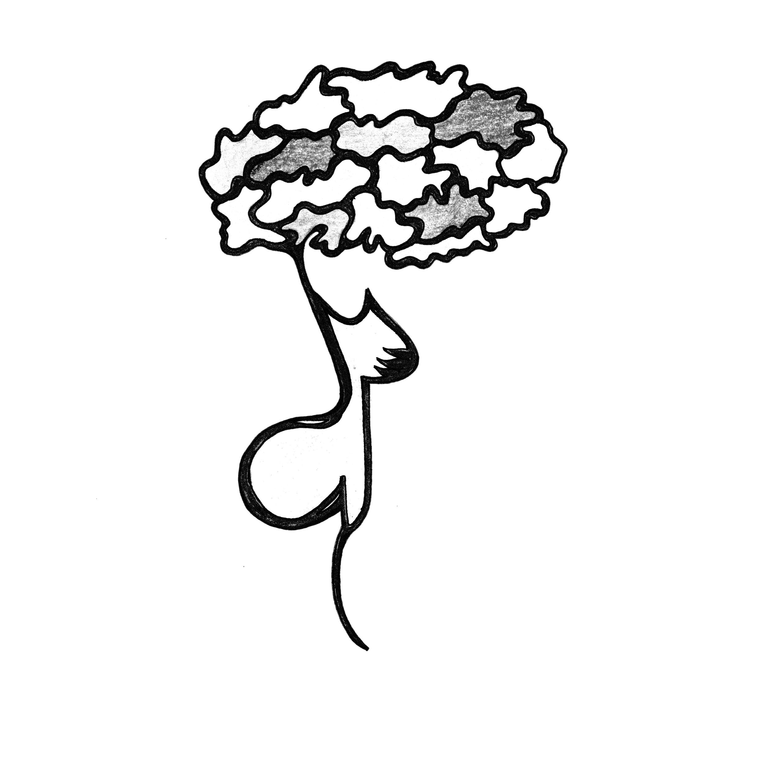 Une illustration d'une silhouette de tête de profil avec un cerveau stylisé en forme de nuage.