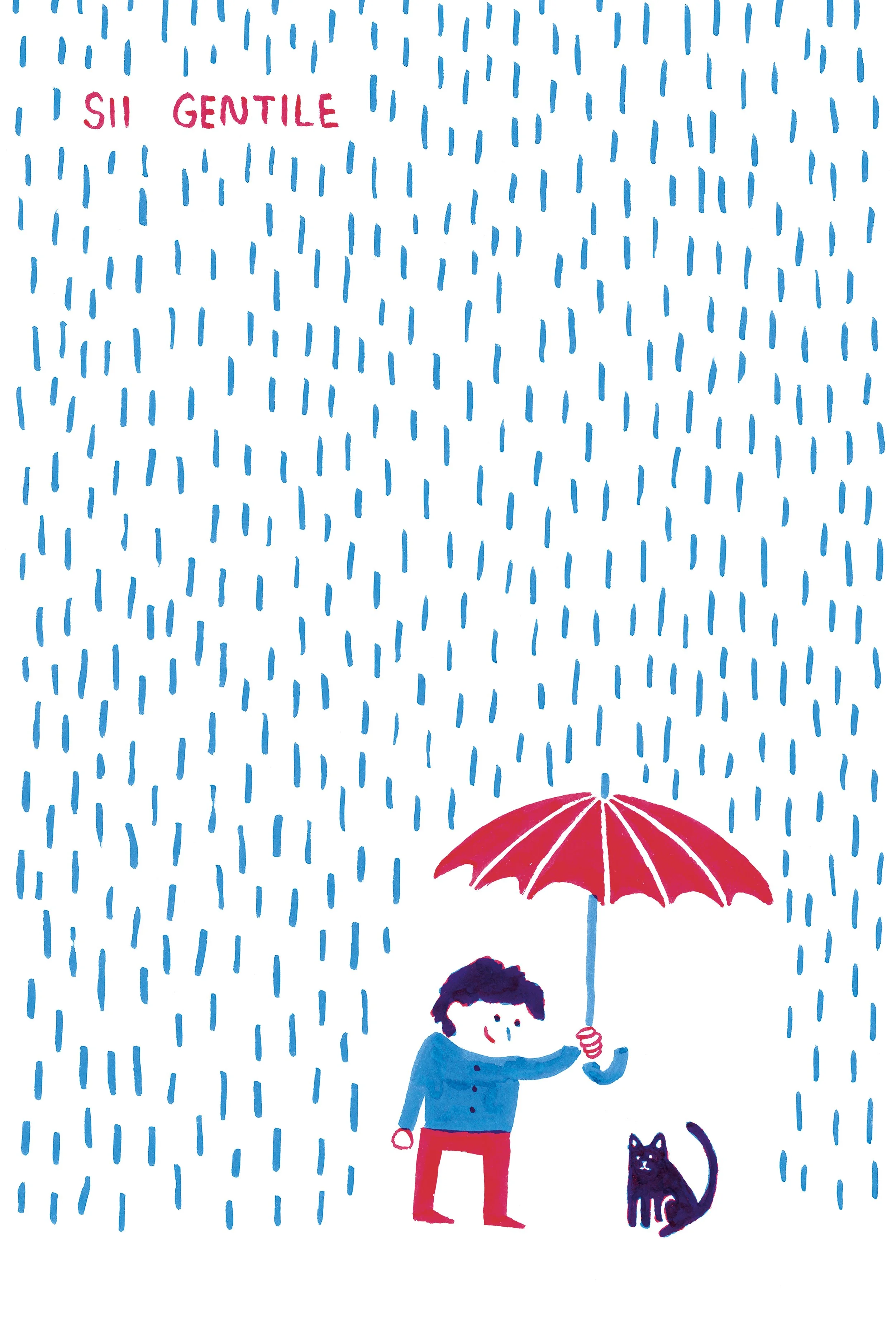 Children’s editorial illustration "Be Gentle" by Giovanni Capra, published in Internazionale Kids magazine. 