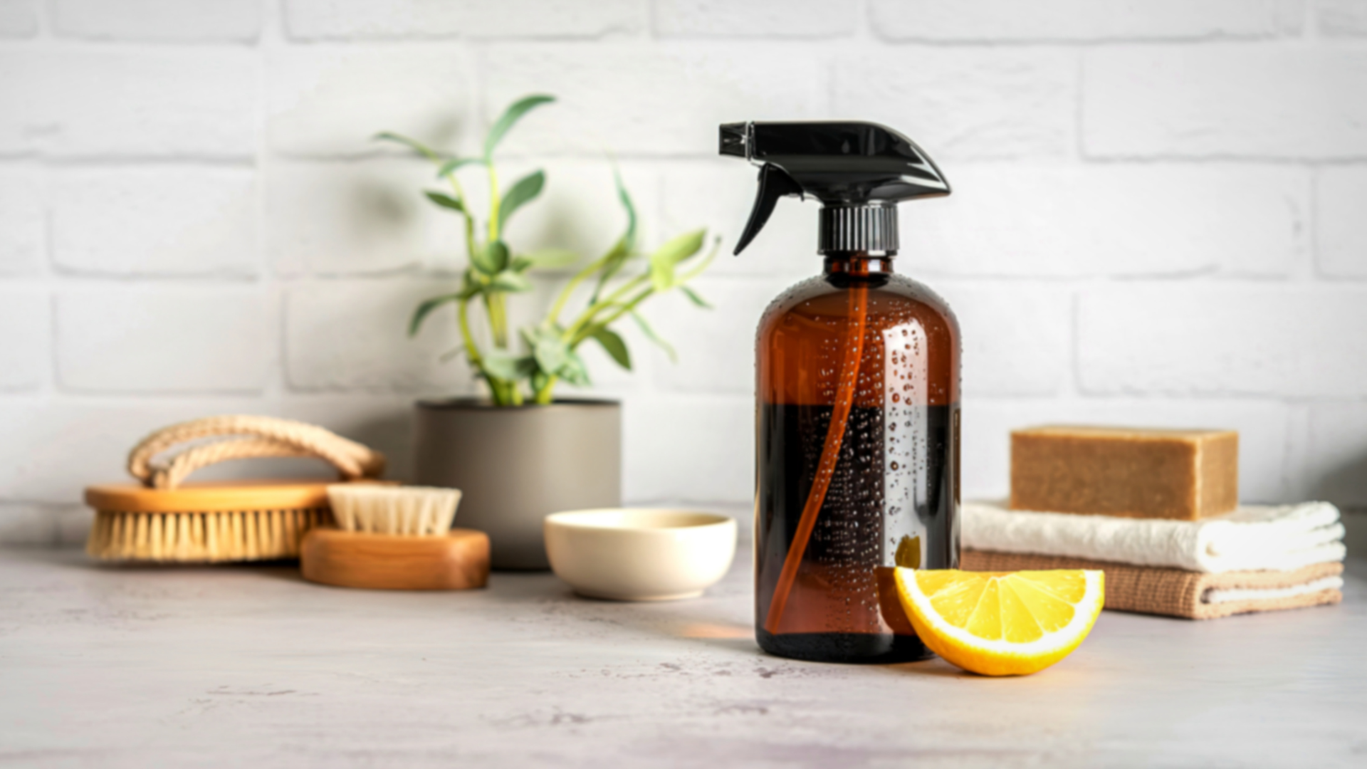 spray bottle on a kitchen counter