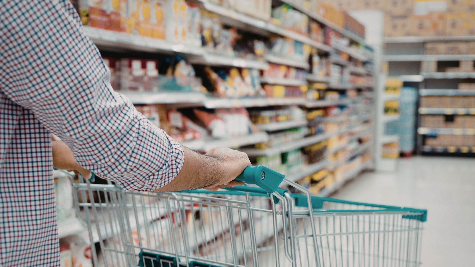 man pushing a grocery cart