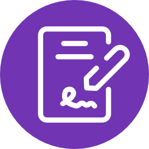 Icon of a document with a pencil, representing editing or signing a document.
