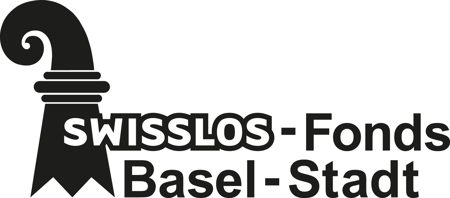 Logo of Swisslos-Fonds Basel-Stadt featuring a maze-like design and the text 'SWISSLOS - Fonds Basel-Stadt' in black and white.