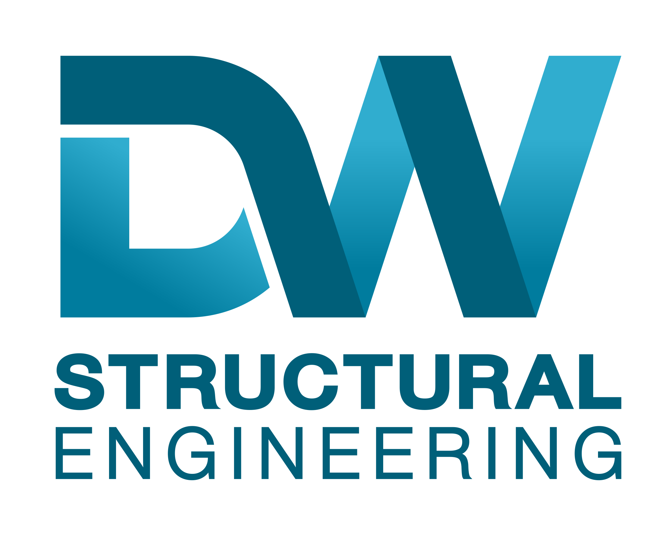 Logo of DW Structural Engineering with stylized initials DW in blue shades and the company name below.