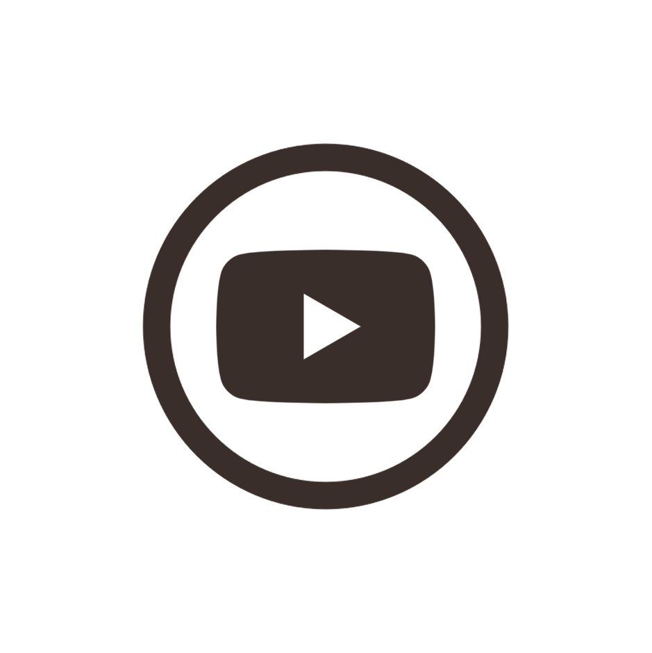 YouTube logo with a play button inside a circle.