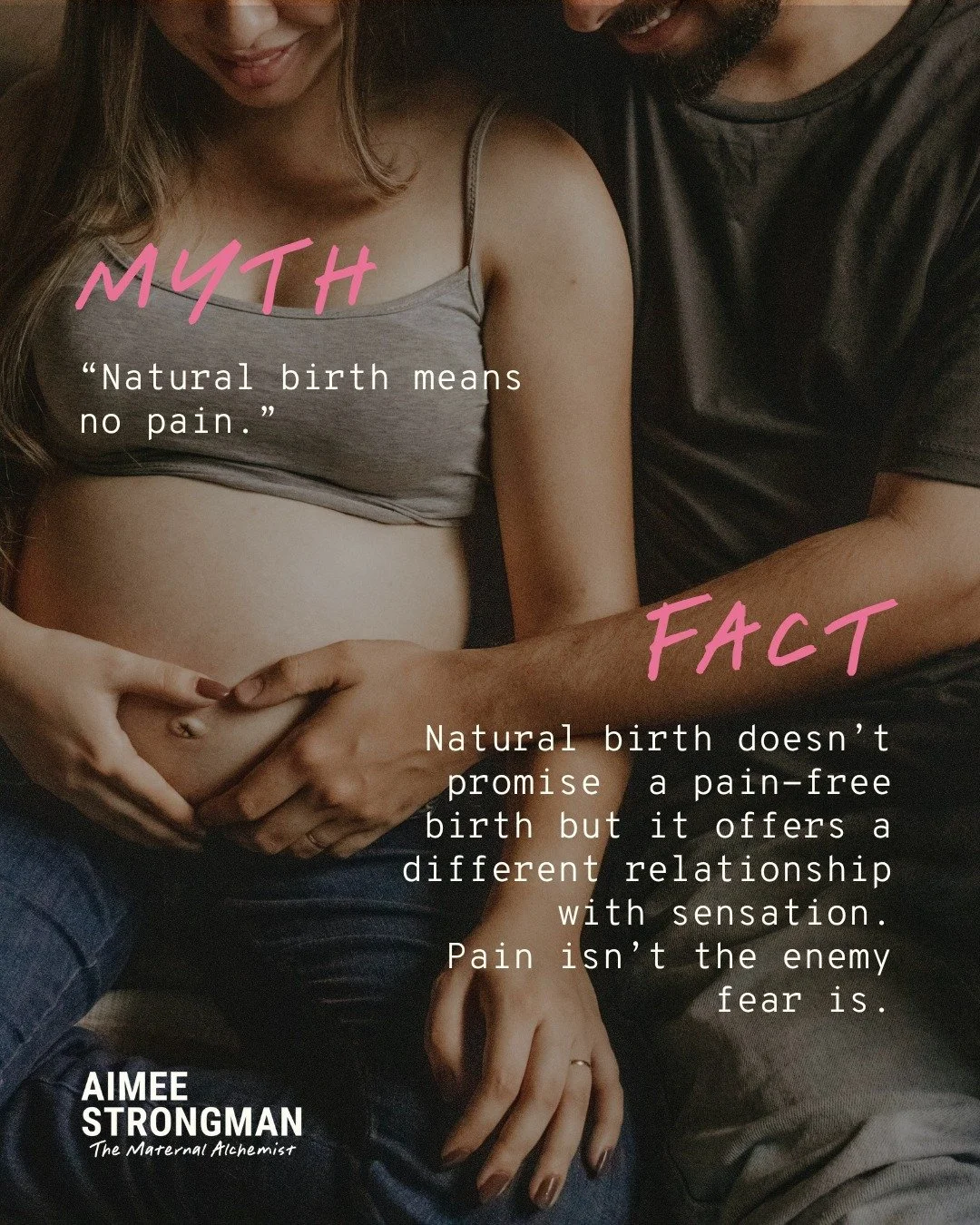 𝙼𝚢𝚝𝚑: 𝙽𝚊𝚝𝚞𝚛𝚊𝚕 𝚋𝚒𝚛𝚝𝚑 𝚖𝚎𝚊𝚗𝚜 𝚗𝚘 𝚙𝚊𝚒𝚗

Natural birth doesn't promise you a pain-free experience.

And I think it's worth saying that out loud, because so much of what gets shared about holistic birth preparation can accidentall