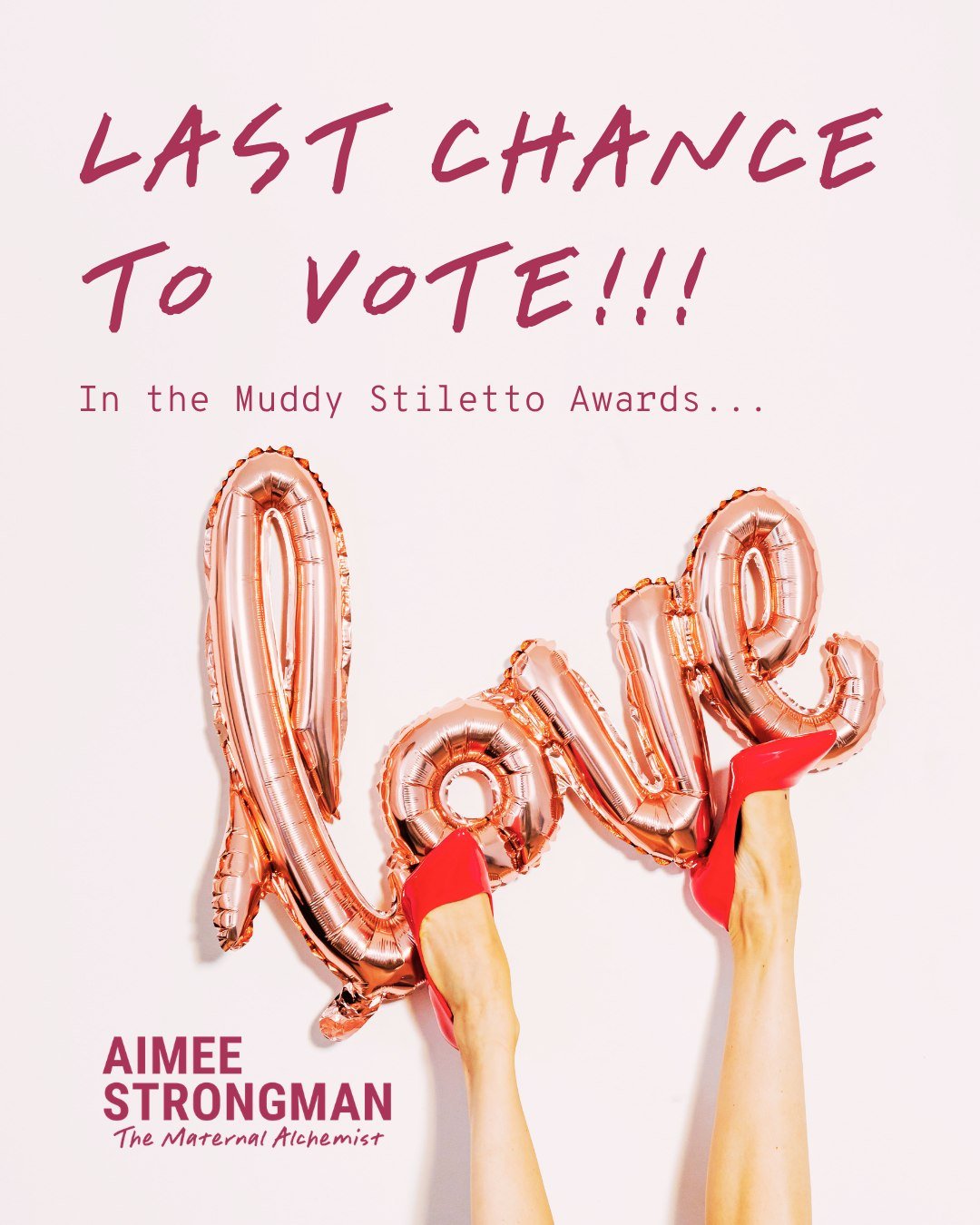 Get ready to POP!✨

Voting for the @muddystilettos Best Wellbeing Specialist award closes at 1pm tomorrow (Tuesday 26th May) and I would love, truly love, for this community to carry us over the line!

We came so close last year - coming in second, b