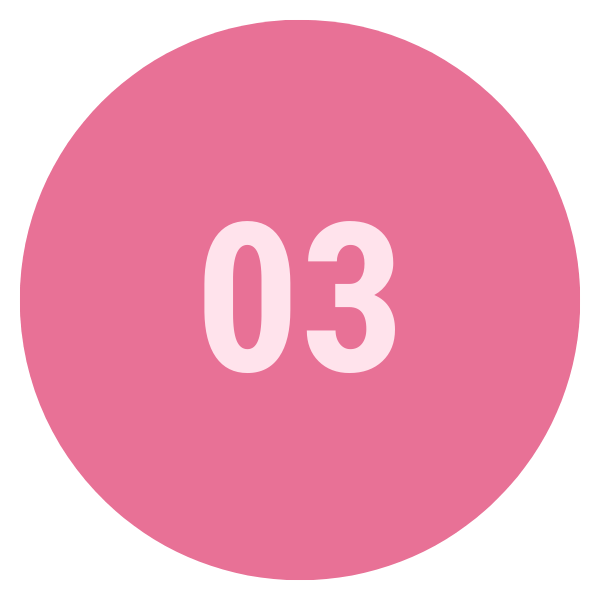 Pink circle with the number 03 in the center.