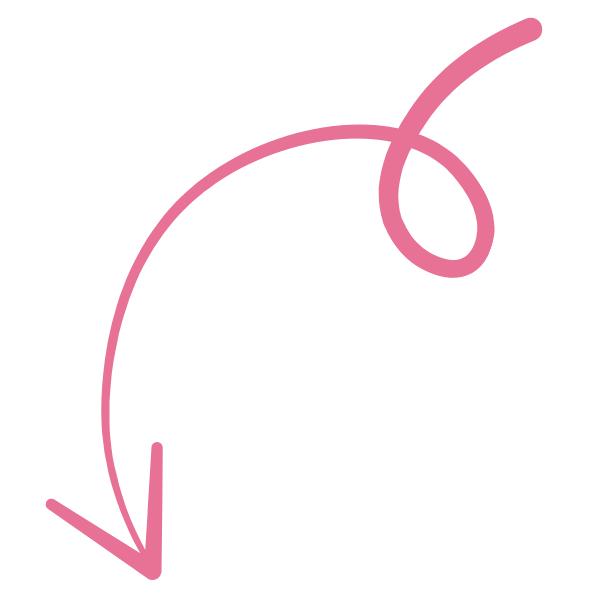 Pink arrow pointing downward with a loop at the top, on a black background.