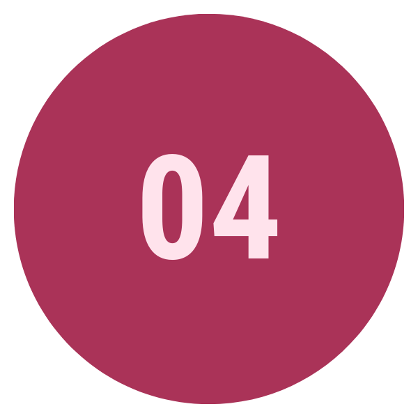 A pink circular icon with the number 04 in lighter pink centered inside.