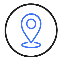 Icon of a location pin inside a circle, representing a map marker or location point.