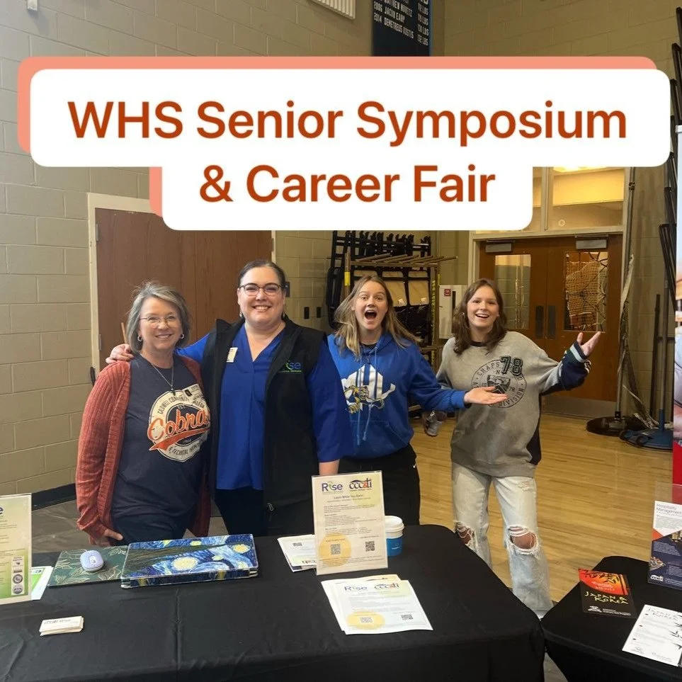 RISE Caldwell-Watauga had a fantastic afternoon at the Watauga High School Senior Symposium &amp; Career Fair! 🎓✨

We loved meeting so many seniors, juniors, and sophomores eager to learn about our new program and the exciting work-based learning op