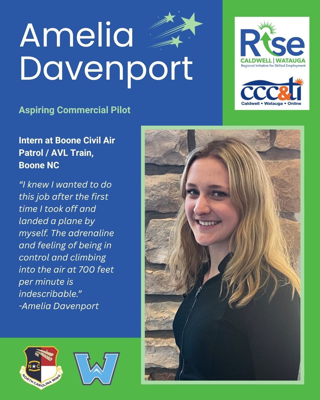 Celebrating the Month of RISE 🌟

Today we proudly recognize our Transportation Intern, Amelia Davenport, a junior at Watauga High School and dedicated member of the 2026 Spring Cohort!

Amelia is gaining hands-on experience through her internship at