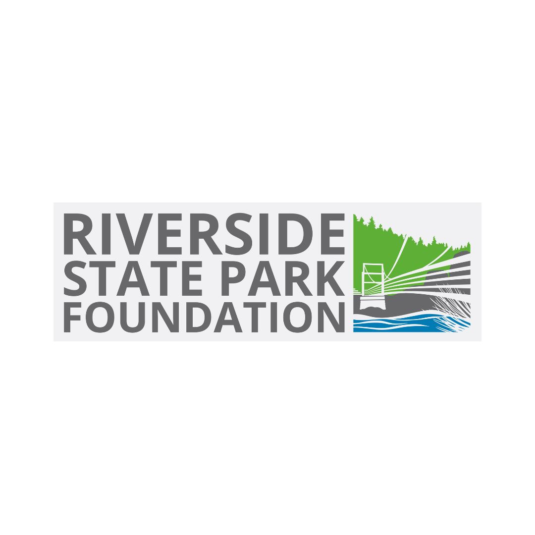 Logo of Riverside State Park Foundation featuring text and stylized nature and water graphics.