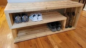 Handmade Farmhouse Entryway Storage Bench with Shoe Compartments