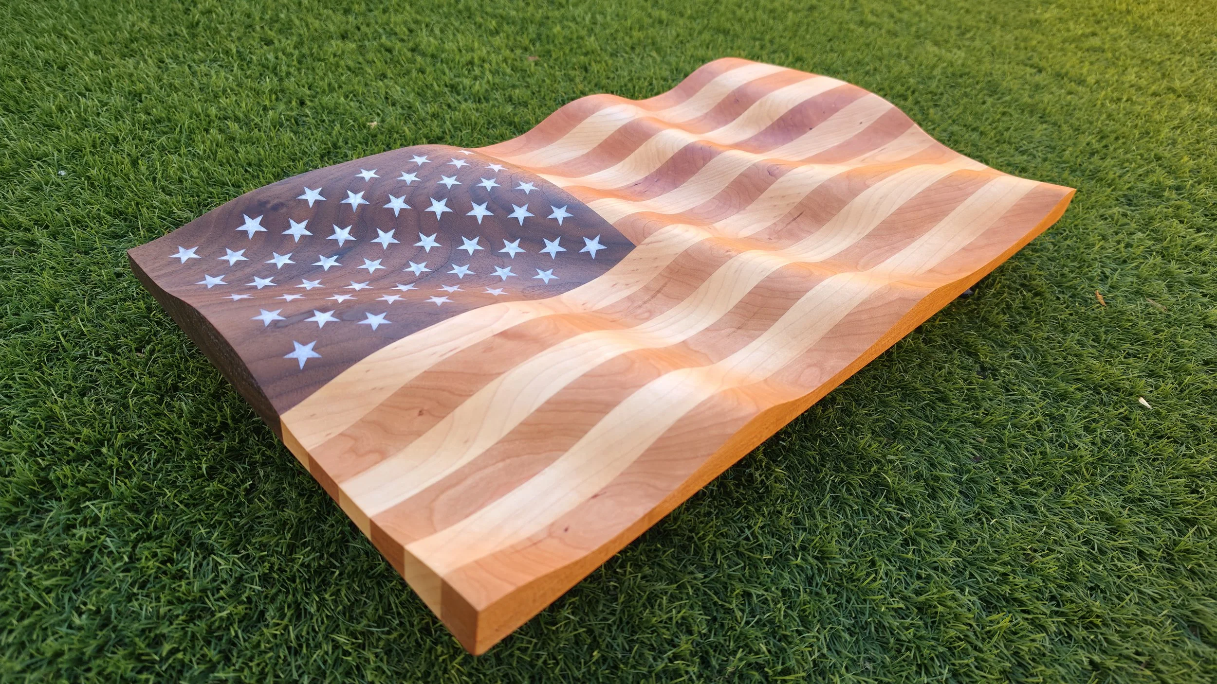 Old Glory Wave: Handcrafted Solid Wood American Flag