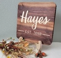 Custom Walnut & Maple Inlay Charcuterie Board | Personalized Family Name Gift