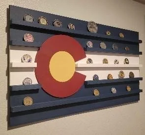 Colorado State Flag Challenge Coin Display | Wooden Collector's Frame