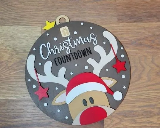 Handcrafted Wooden Reindeer Christmas Countdown Sign