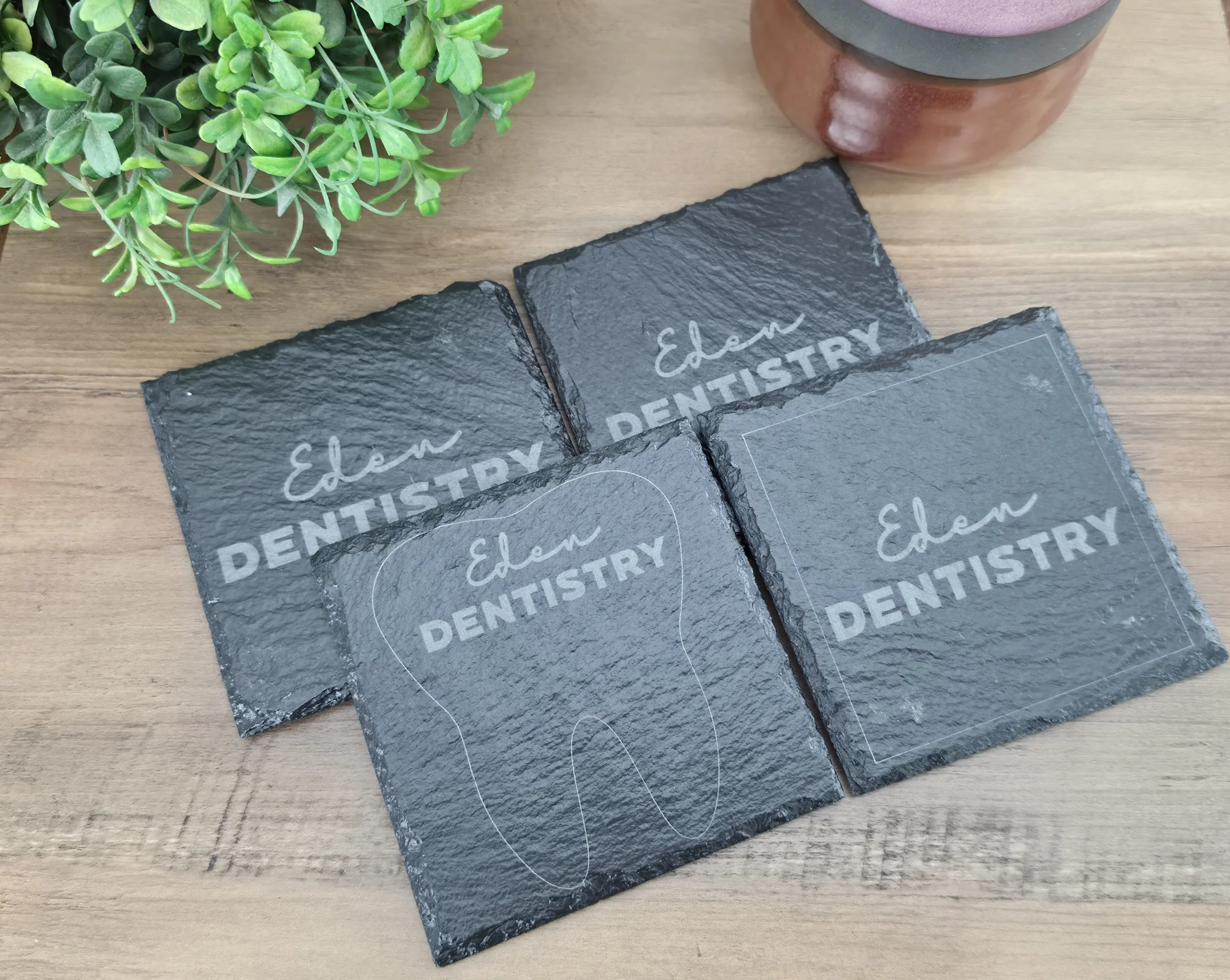 Custom Logo Slate Coasters — Your Brand, Beautifully Engraved