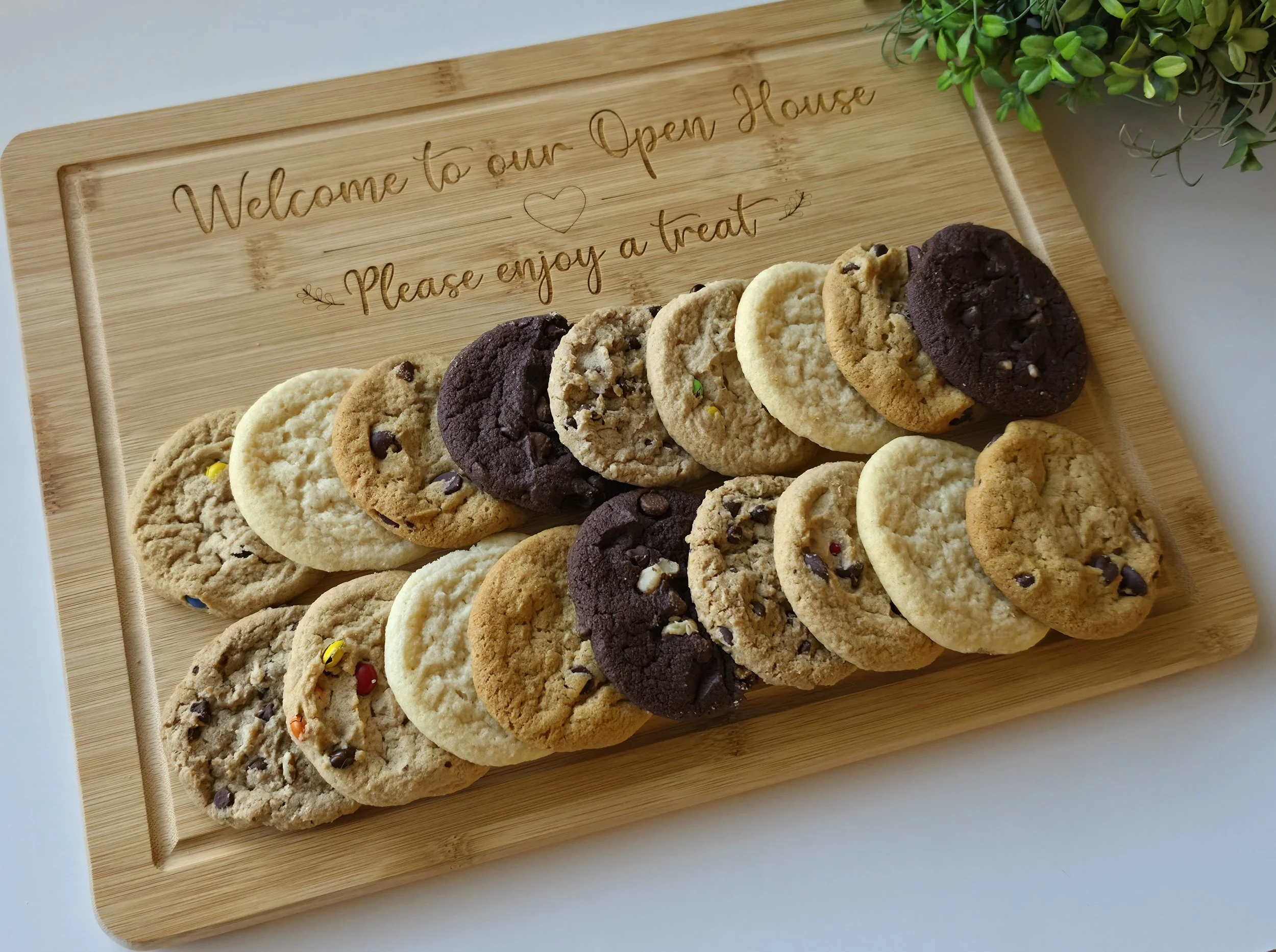 “Welcome to Our Open House” Personalized Bamboo Serving Tray