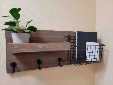 Handcrafted Rustic Entryway Mail and Key Organizer Shelf