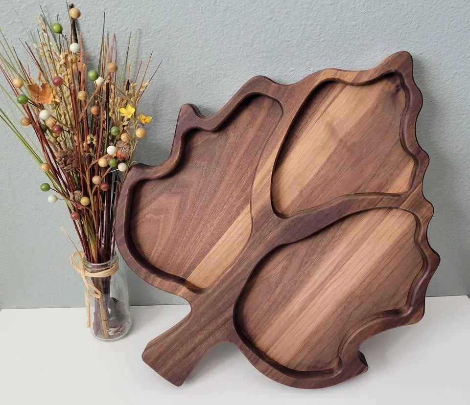 Luxury Walnut Leaf-Shaped Serving Tray | 2