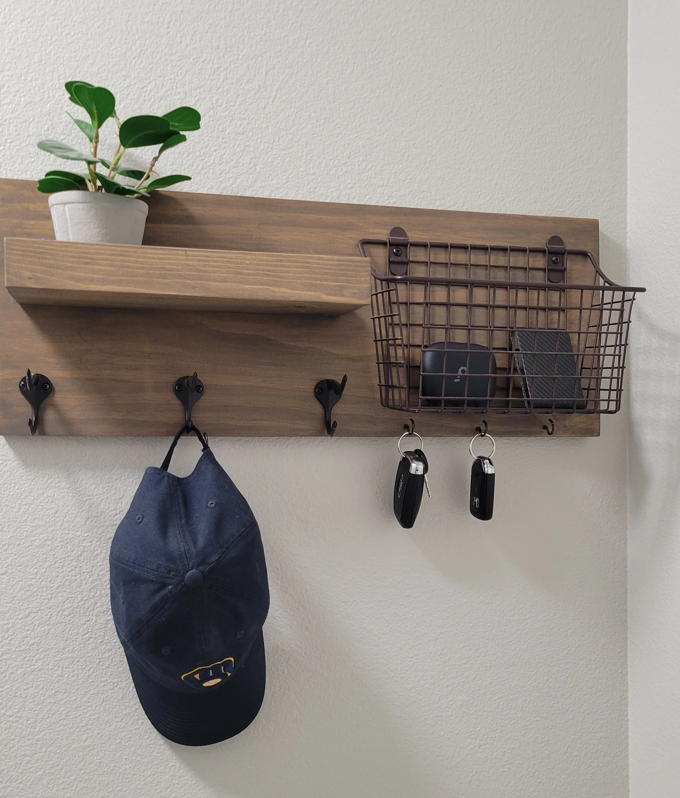 Handcrafted Rustic Entryway Mail and Key Organizer Shelf