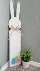 Handpainted Large Wooden Easter Bunny Decor (36" Tall)