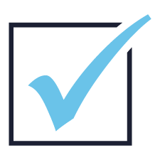 Check mark inside a square, representing approval or completion.