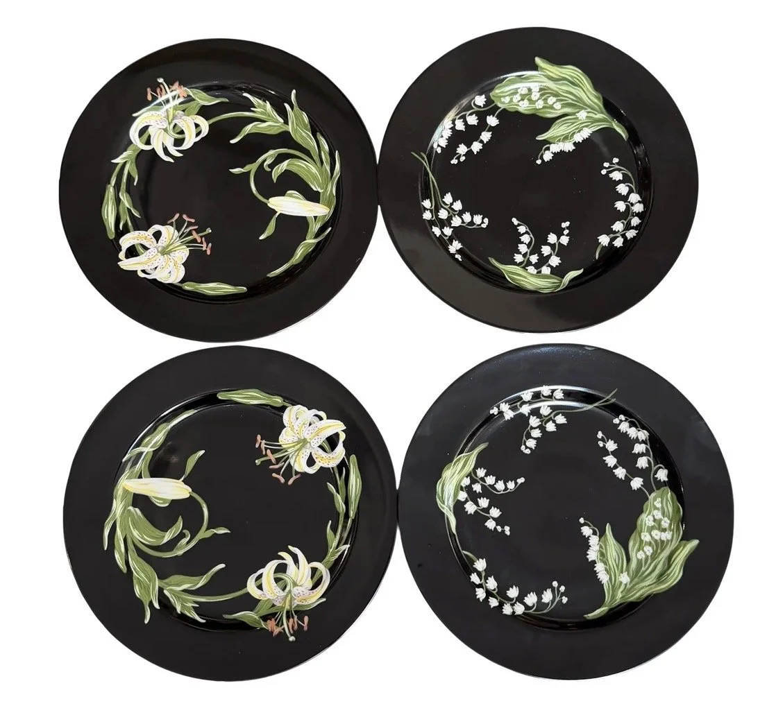Set of 4 Tiffany & Co Porcelain Lunch Plates Mrs. Delany's Flowers by Sybil Connolly