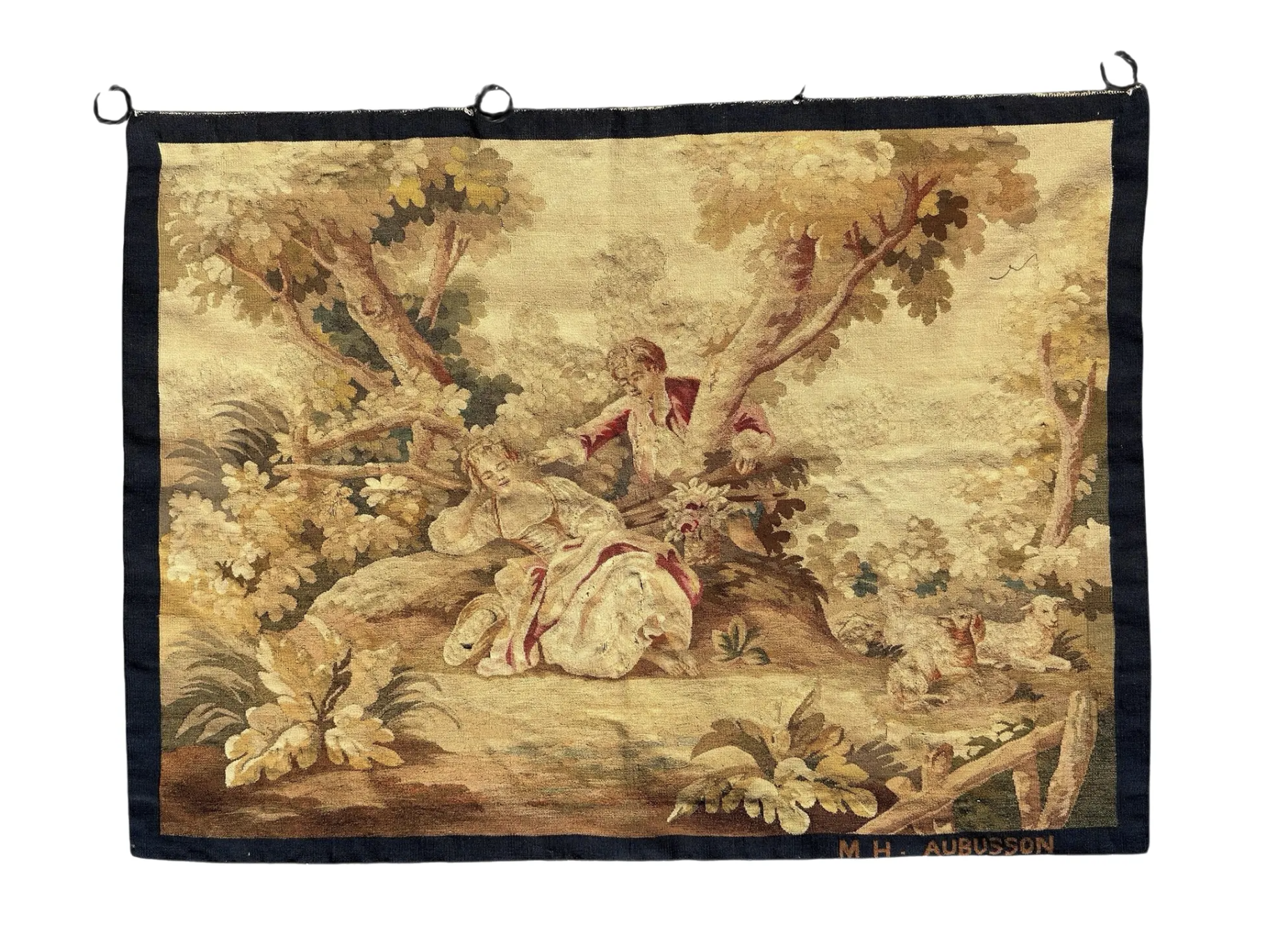 Antique French Aubusson Scenic Tapestry