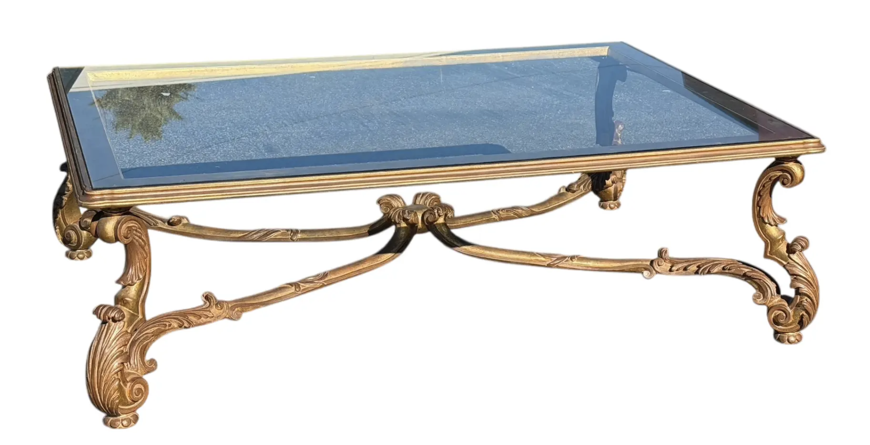 Hollywood Regency Giltwood & Glass Cocktail Table