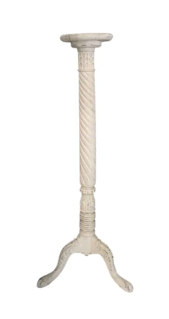 Antique Swedish Painted Torchere Pedestal Plant Stand