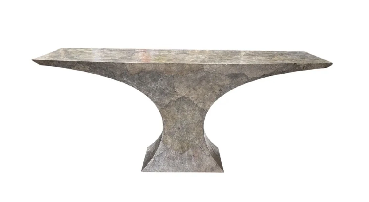 Karl Springer Mid Century Modern Gray Goatskin Console Table