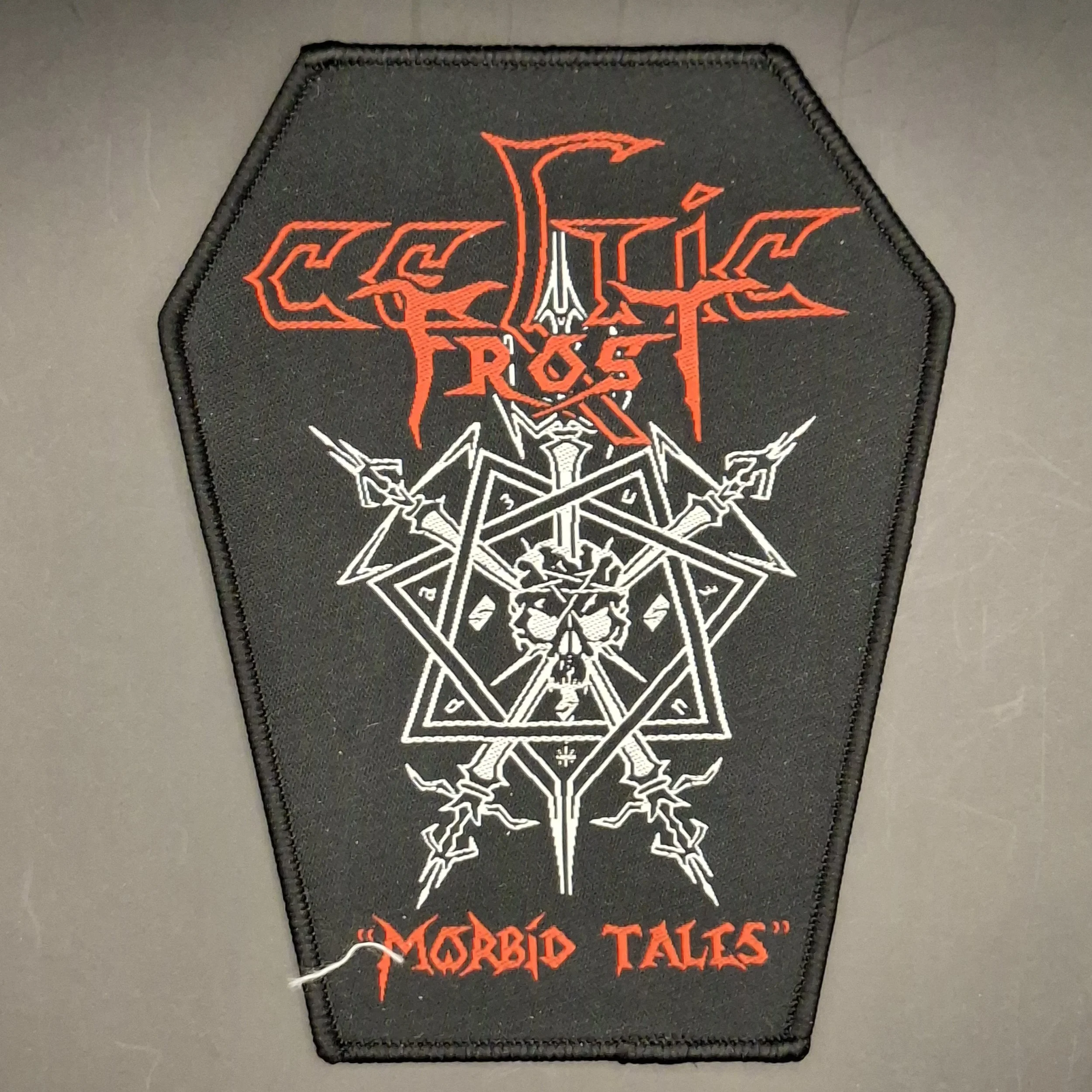 Celtic Frost coffin shaped patch