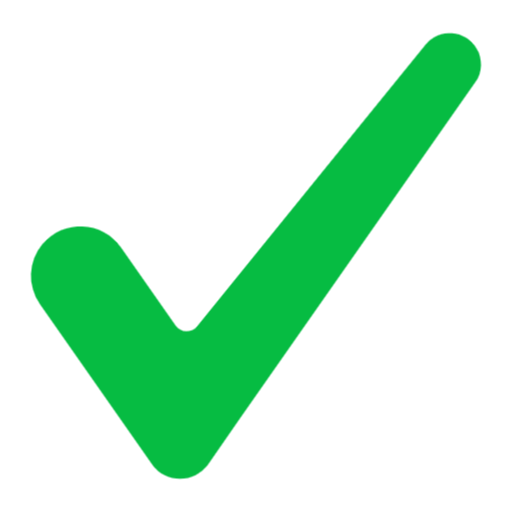 Green check mark icon on a black background.