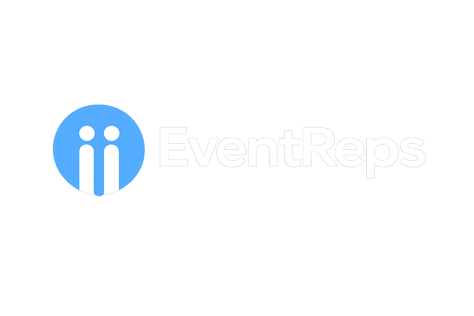 A digital graphic featuring the EventReps logo, which includes a blue circle with two stylized white 'i' figures, and the text 'EventReps' in white on a multi-colored background with glitch effects.
