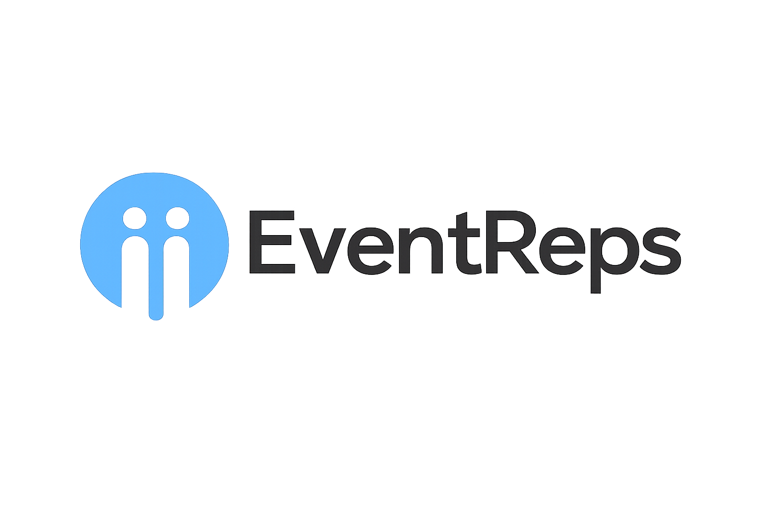 Blue information icon with lowercase 'i' next to the text 'EventReps' in black, with a blurred background of colorful vertical streaks.