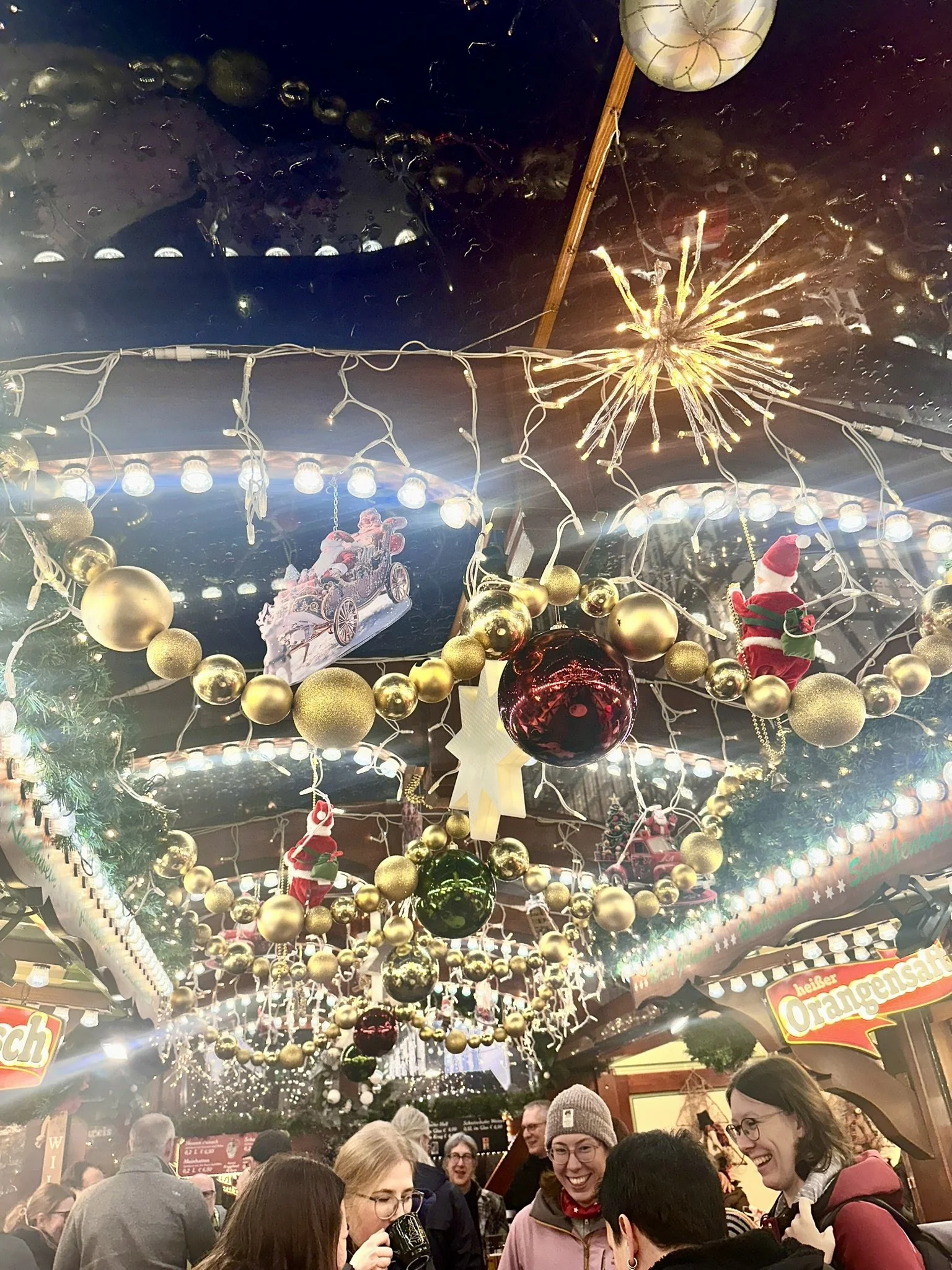 Woman with glühwein at Frankfurt Christmas market