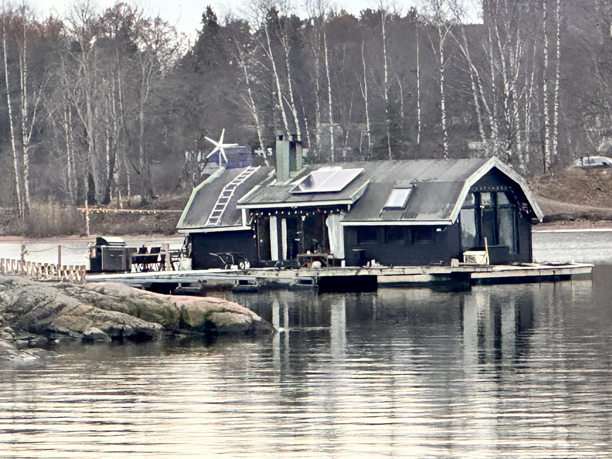 Helsinki lakeside homes near Café Regatta waterfront winter