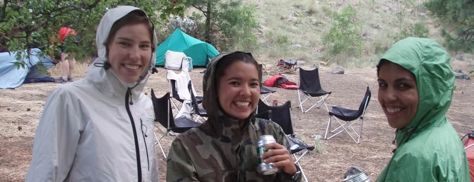 Three women during a camping trip