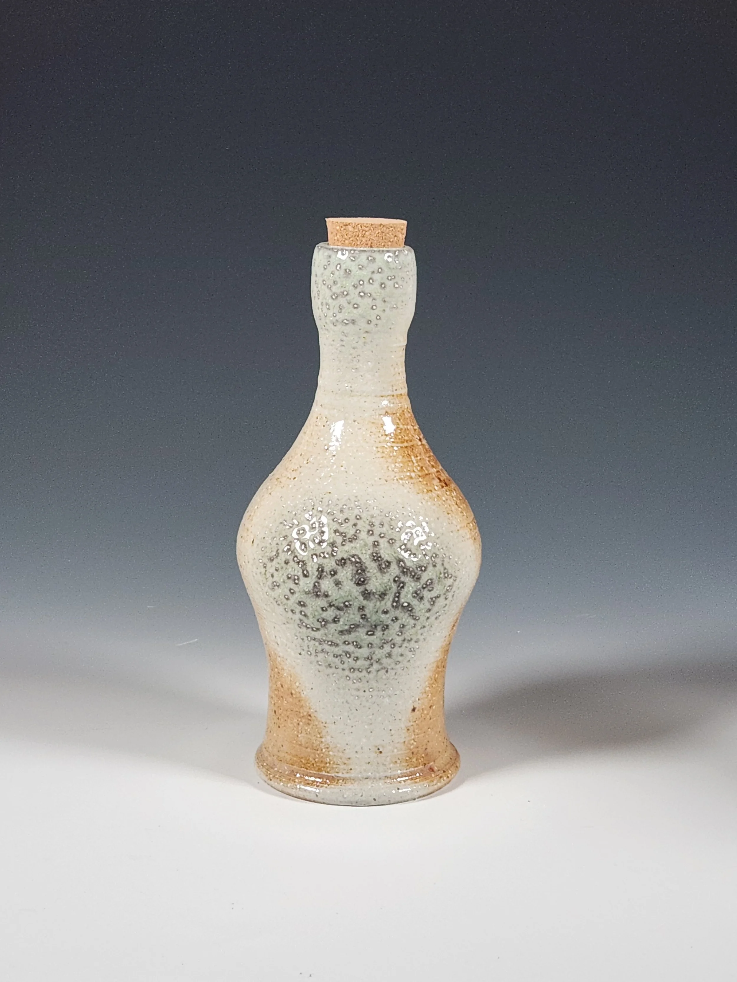 Handmade Stoneware Bottle with Cork" 7 inches tall