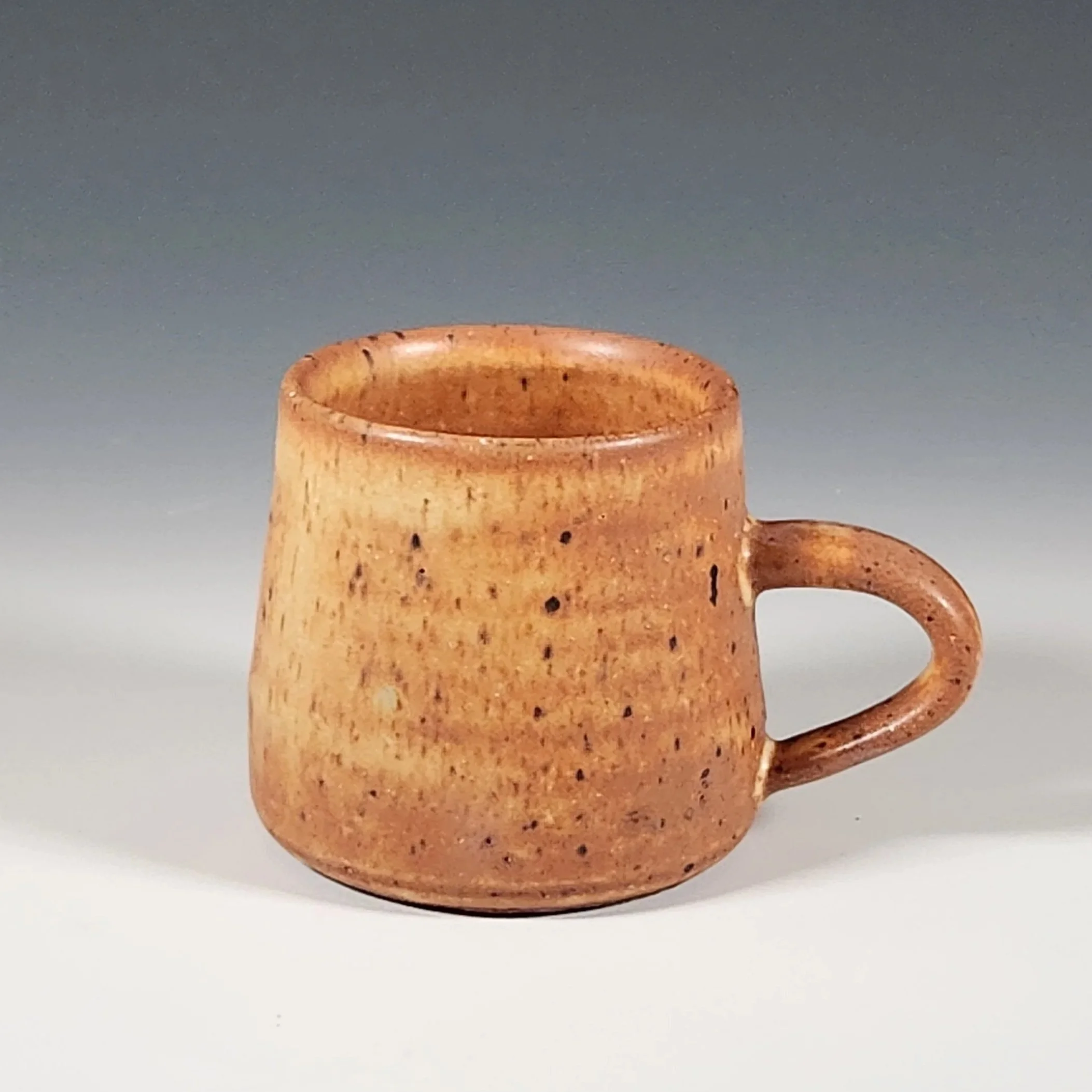 "Handmade Earthy Yellow/Orange Glazed Mug" 3 inches tall