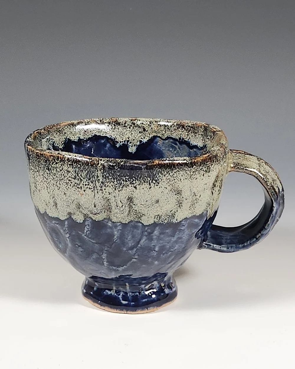 "Handmade Artisanal Blue/Green Mug" 3.5 inches tall