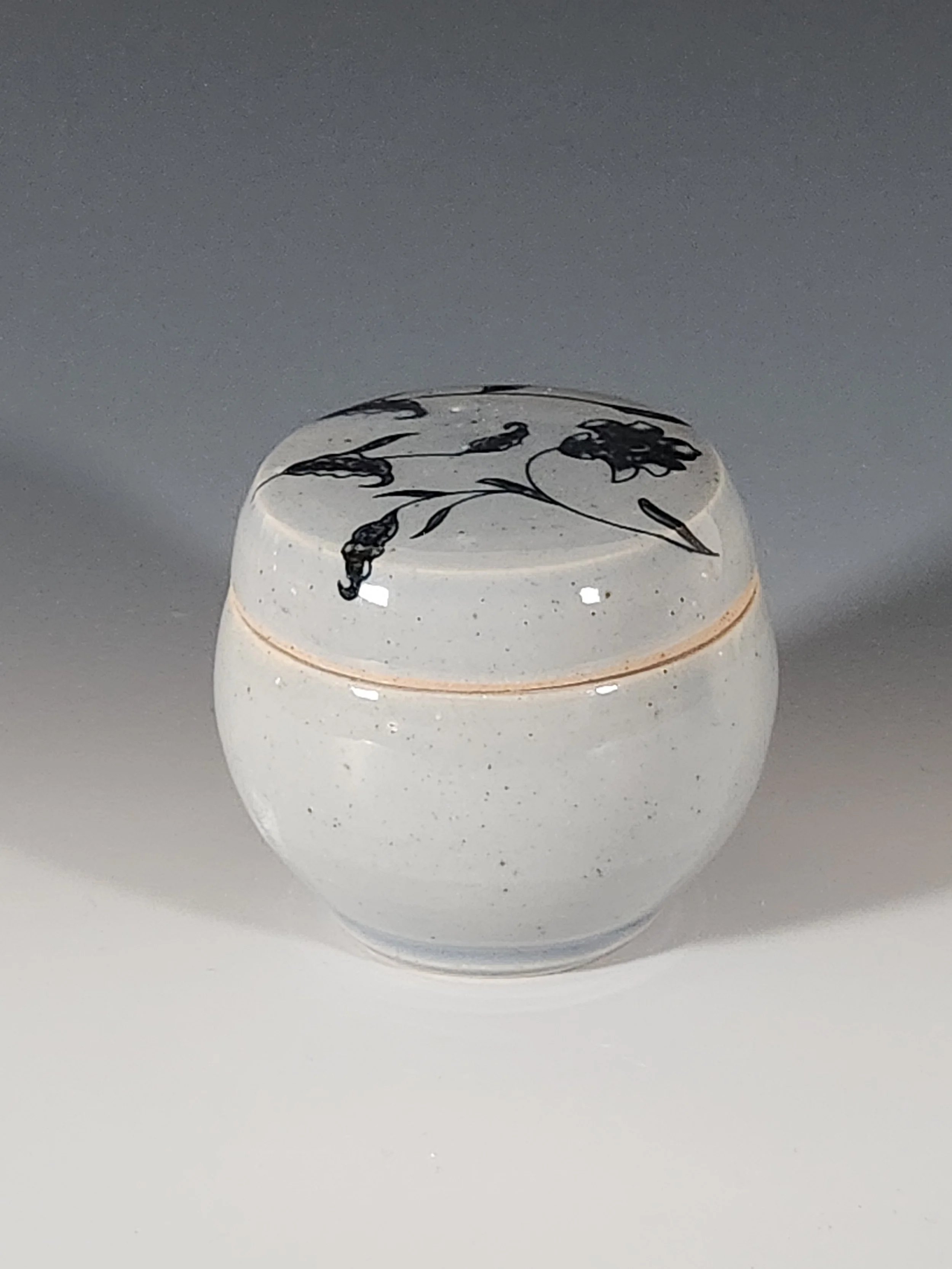 "Celadon Elegance Stoneware Jar" 3.5 inches tall