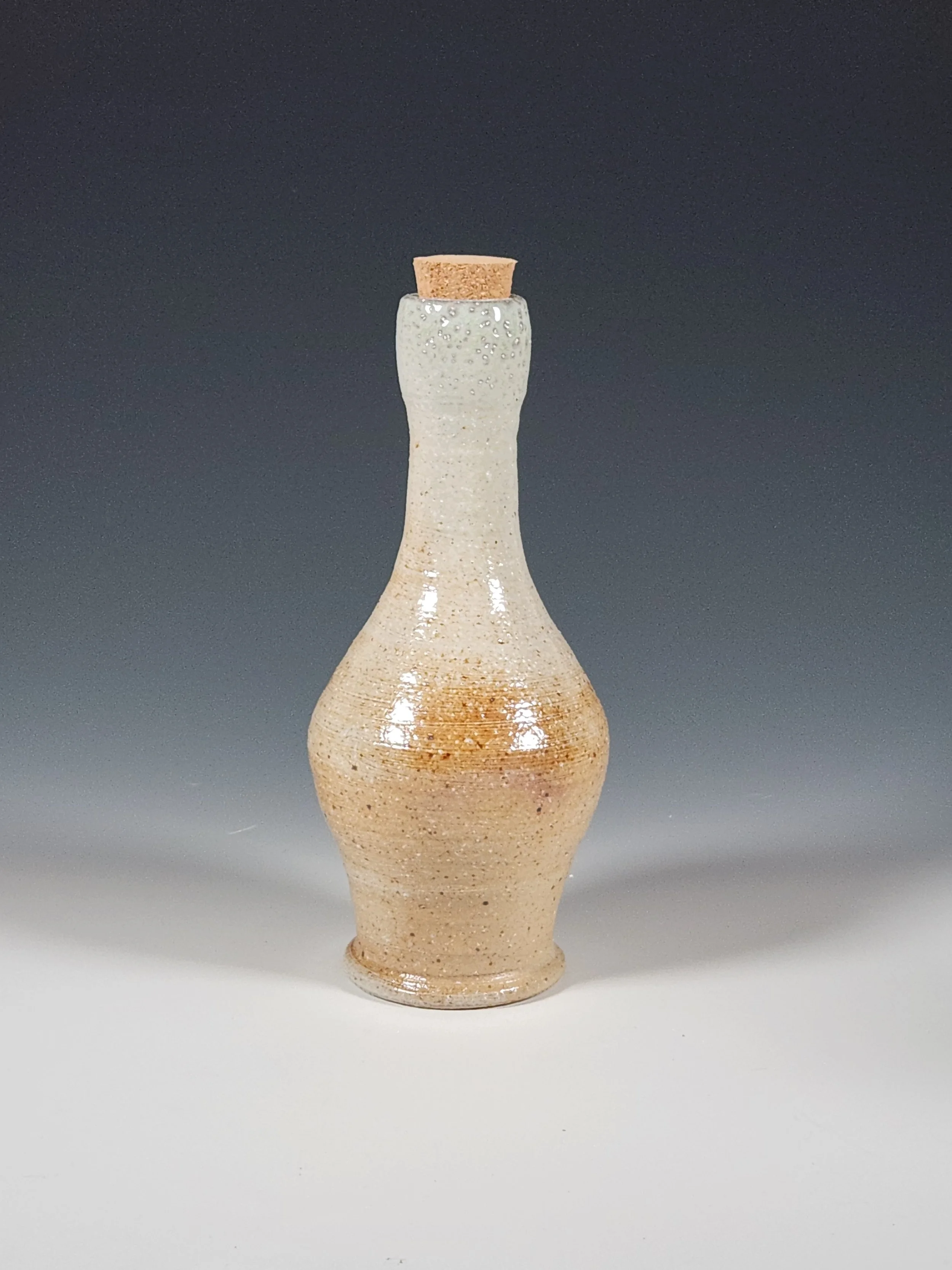 Handmade Stoneware Bottle with Cork" 7 inches tall