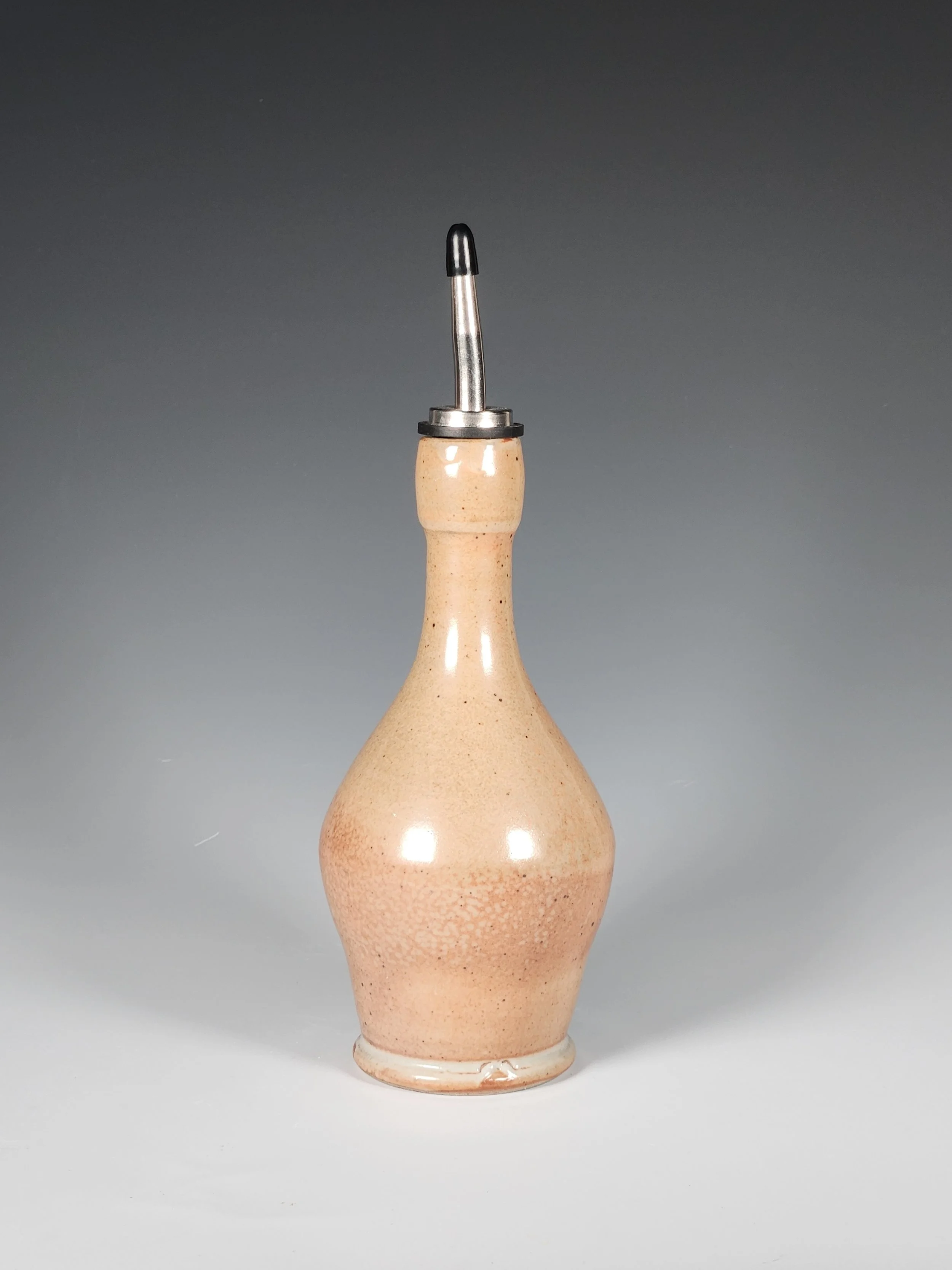 "Handcrafted Earthy Shino Oil Cruet" 9.75 inch tall with spout